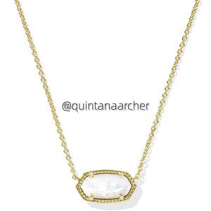 Elisa Gold Pendant Necklace in Ivory Mother-of-Pearl